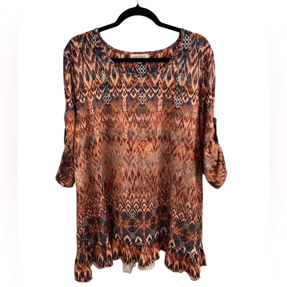 Southwest Multi-colored 3/4 Sleeves Top
Size XL